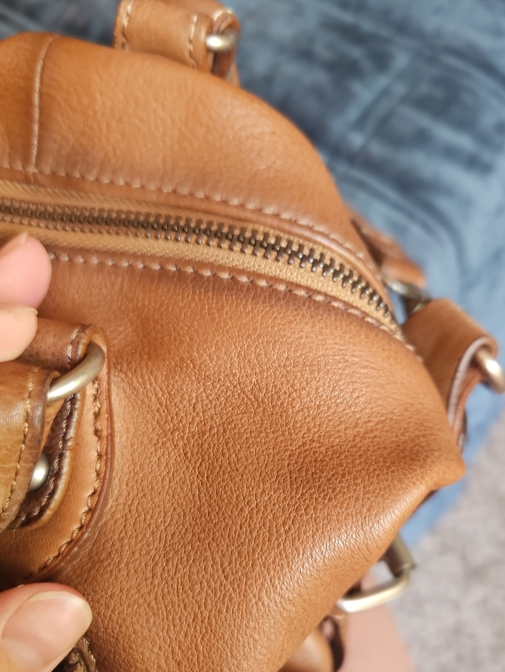 We The Free Baby Emerson Leather Bag | Saddle Brown Crossbody Satchel - Picture 5 of 13